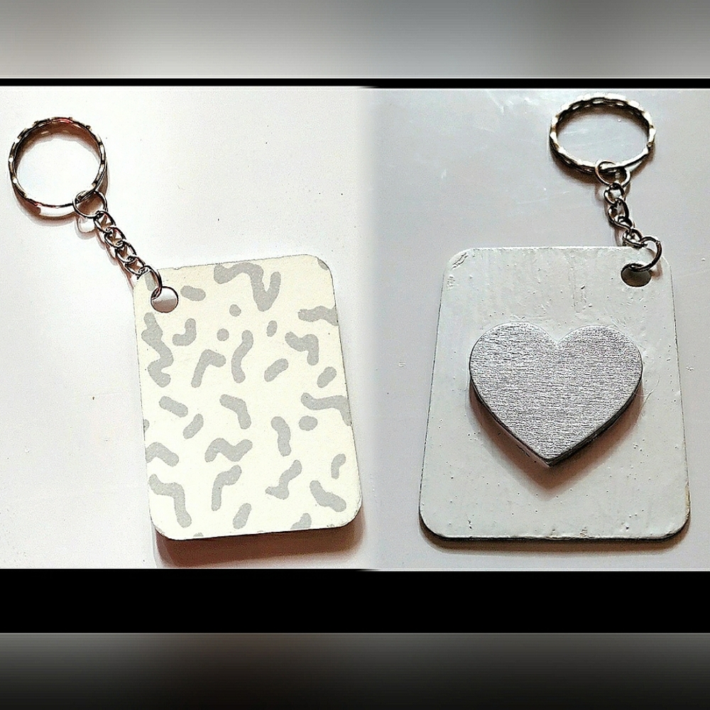 NEW Handmade Keychain Bag Tag! Italian Wood ArtDeco8. "I LOVE My Bag" Wood Heart